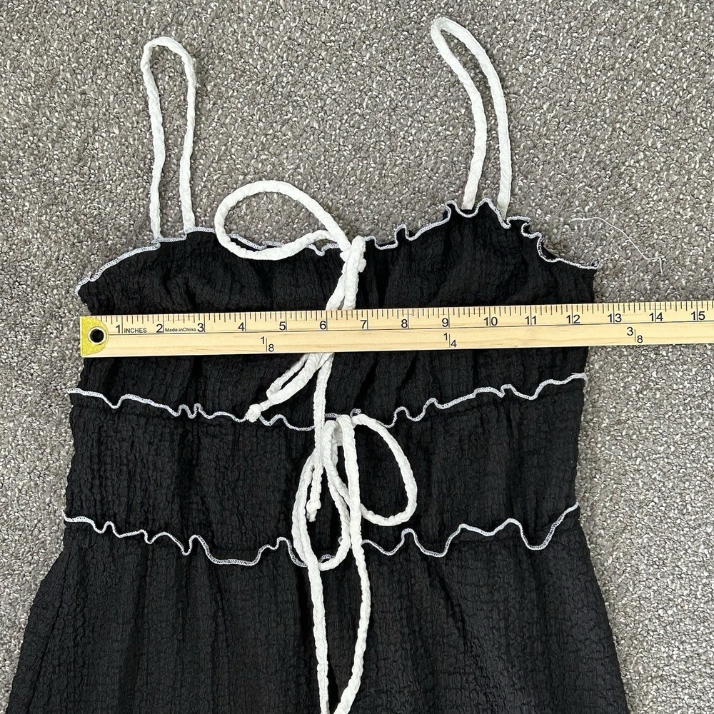 See You Monday Women's LARGE Black Contrast Trim Midi Dress Spaghetti Strap EUC - Picture 7 of 11
